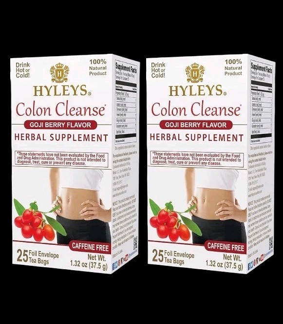 《NEW》2PK Hyleys Colon Cleanse Goji Berry Improve Digestion 25 tea bag,BB.06/2028