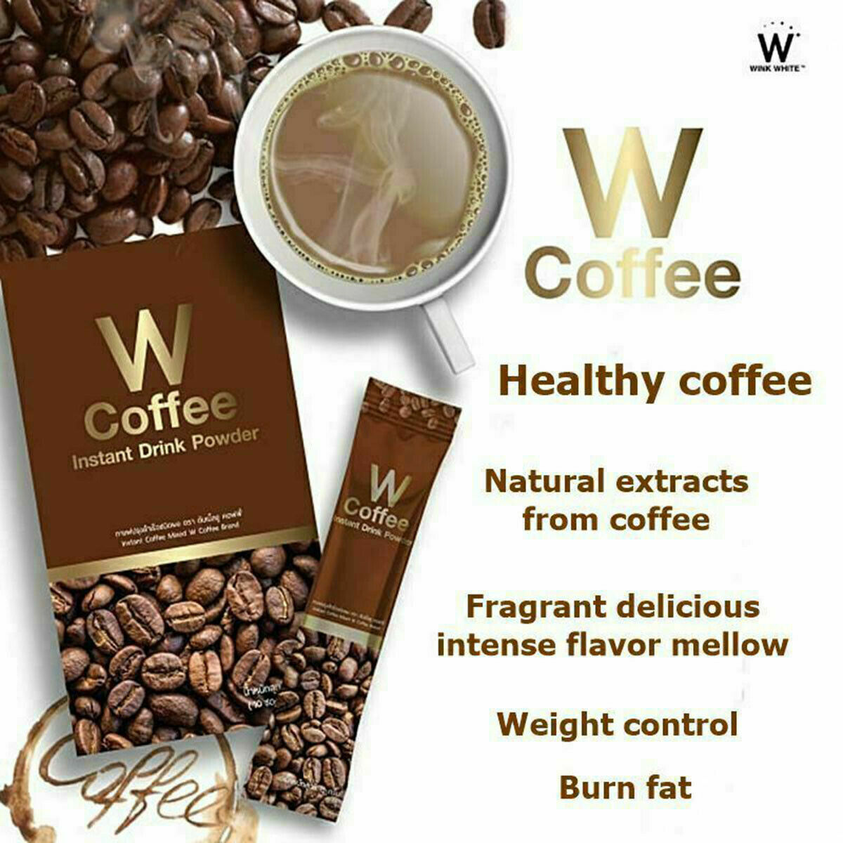 6 W Coffee Wink White instant drink healthy arabica coffee Weight Control