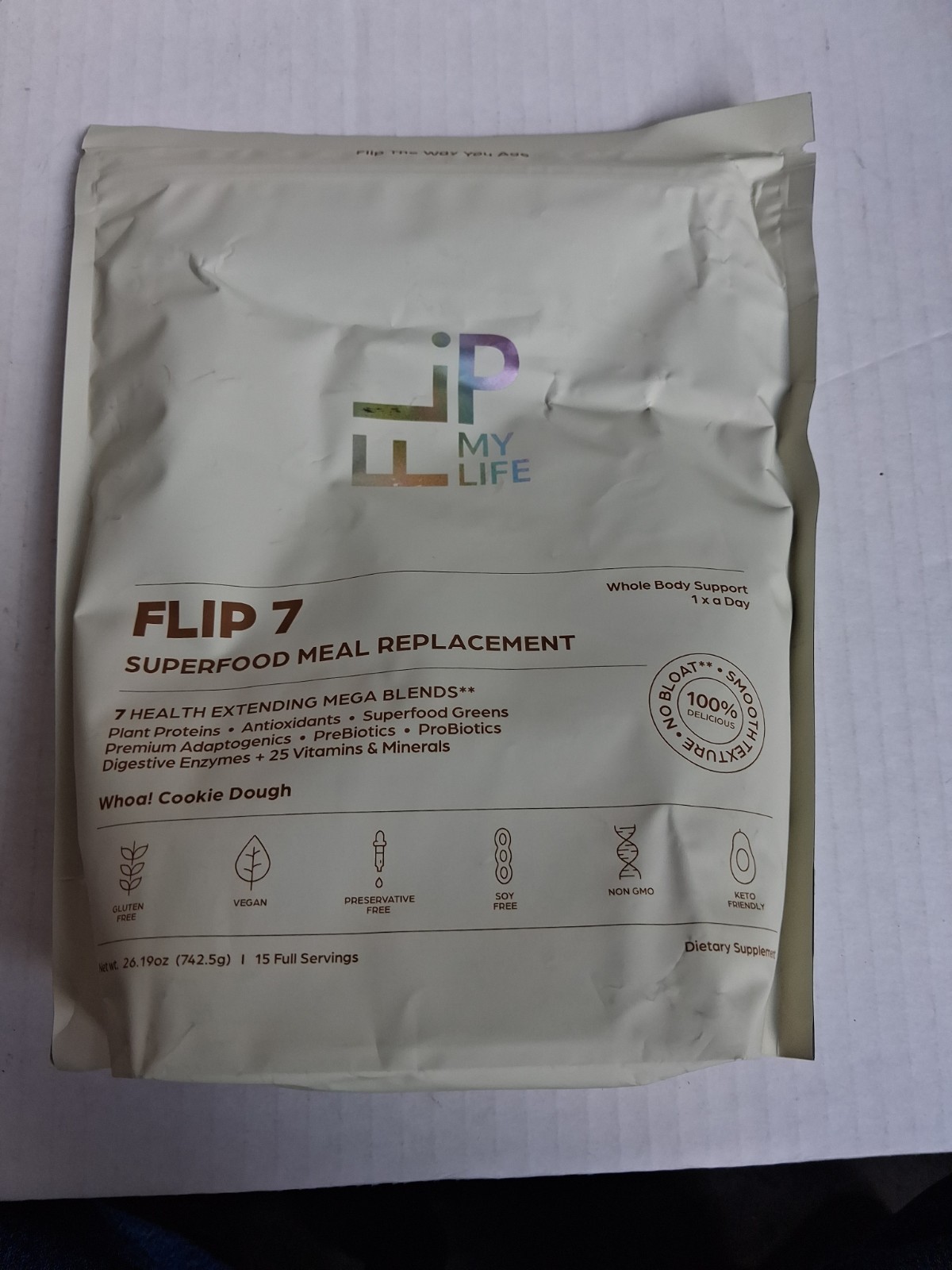 Flip My Life Flip 7 Superfood Meal Replacement Cookie Dough Flavor Exp: 12/2027
