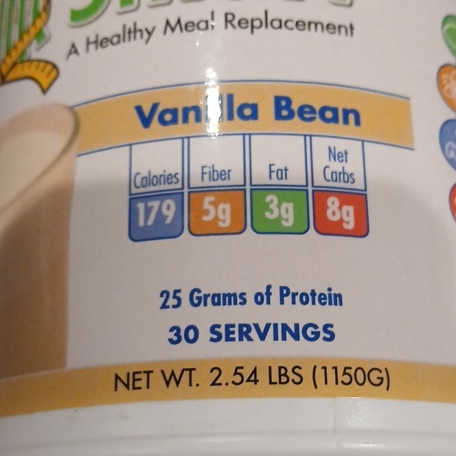 Slim Smart Vanilla Bean Meal Replacement Shake Powder 25g Protein 30 Servings
