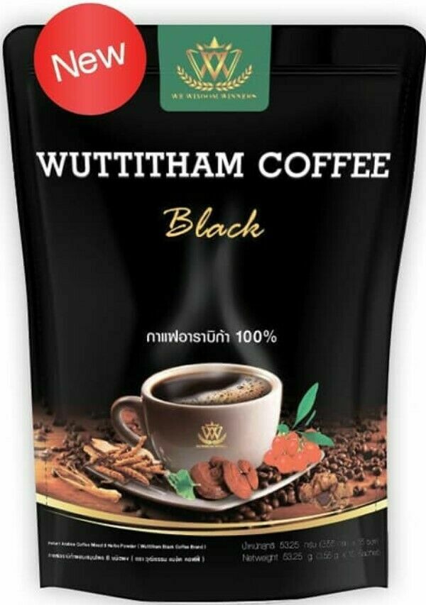 5x Wuttitham Instant Black Coffee 32In1 Health Young Man Unisex Healthy Care