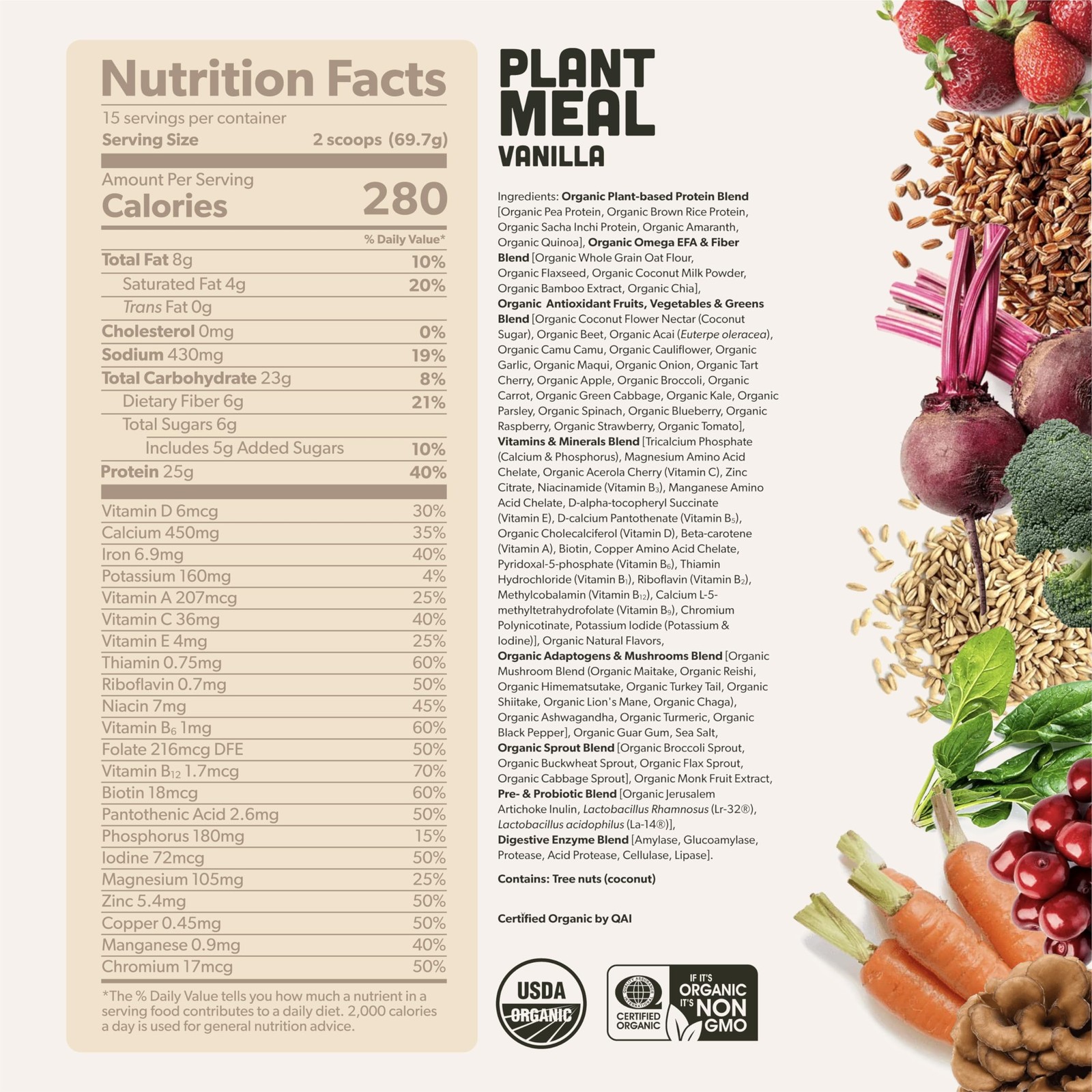 Plant Meal Replacement Shake – Vanilla – 25g of Plant Based Vegan Protein Powder