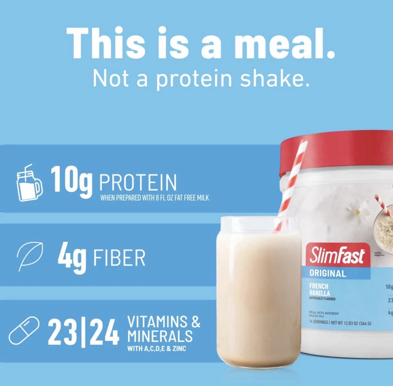 SlimFast Meal Replacement Powder, Original Rich Chocolate Royale, 14 Servings