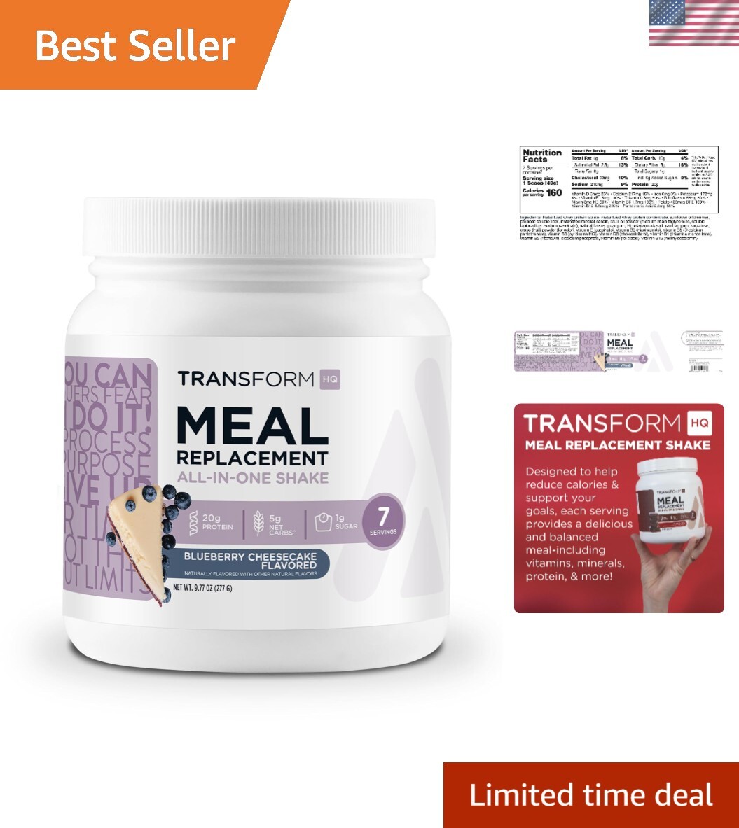 Delicious Blueberry Cheesecake Meal Replacement Shake – 7 Servings, Gluten-Free