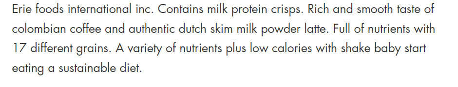 Shake Baby Diet Formular Protein Shake 480g # Decaf Caffe Latte