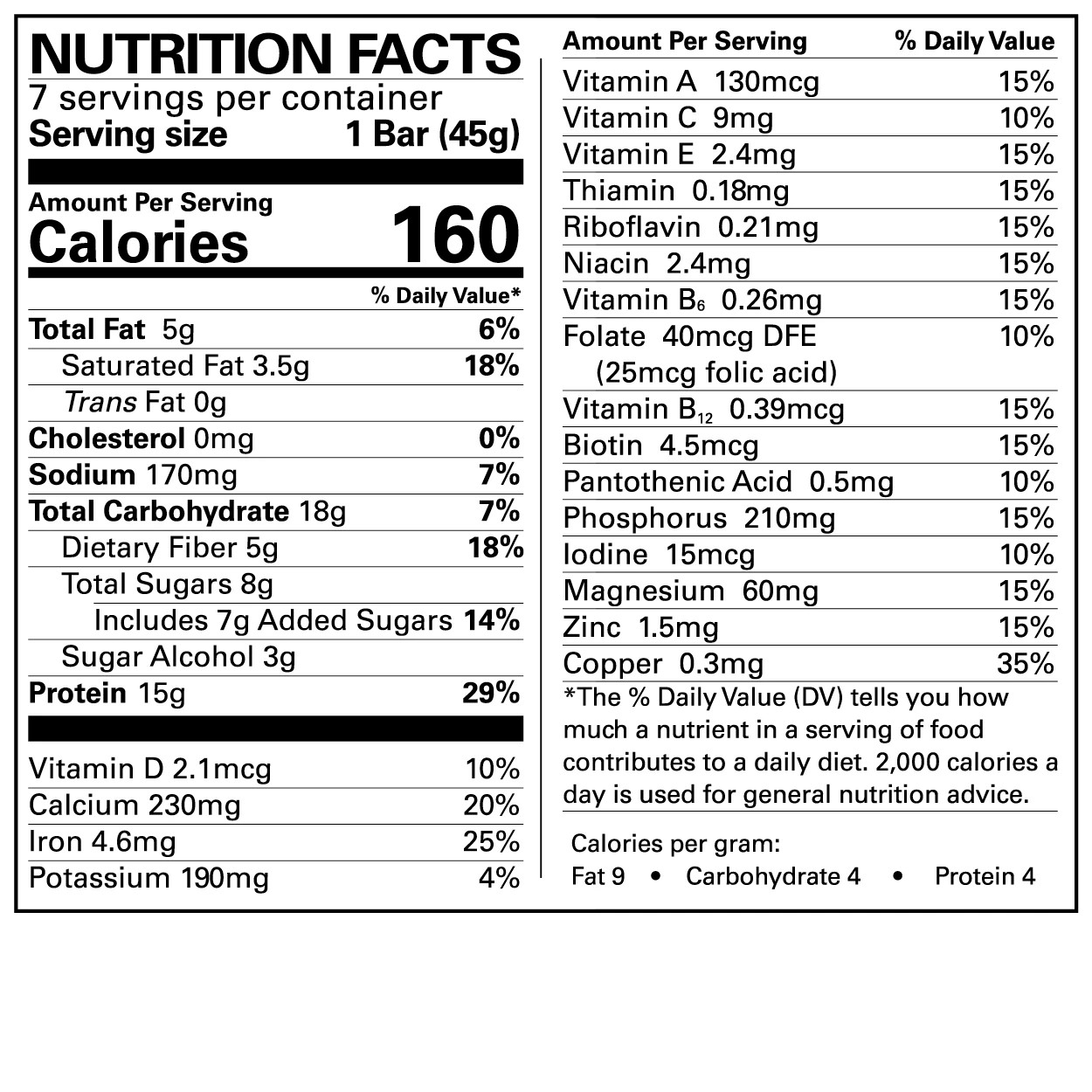 PEPPERMINT COCOA CRUNCH BAR – 1 BOX/7 SERVINGS – SIMILAR TO OPTIFAST – FRESH