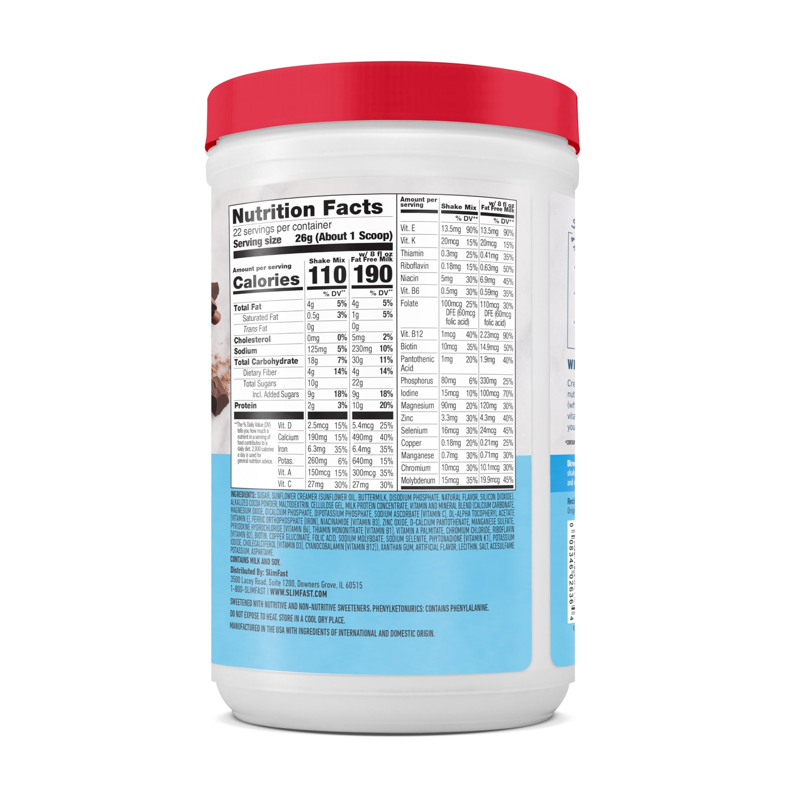 SlimFast Meal Replacement Powder, Original Rich Chocolate Royale, 22 Servings