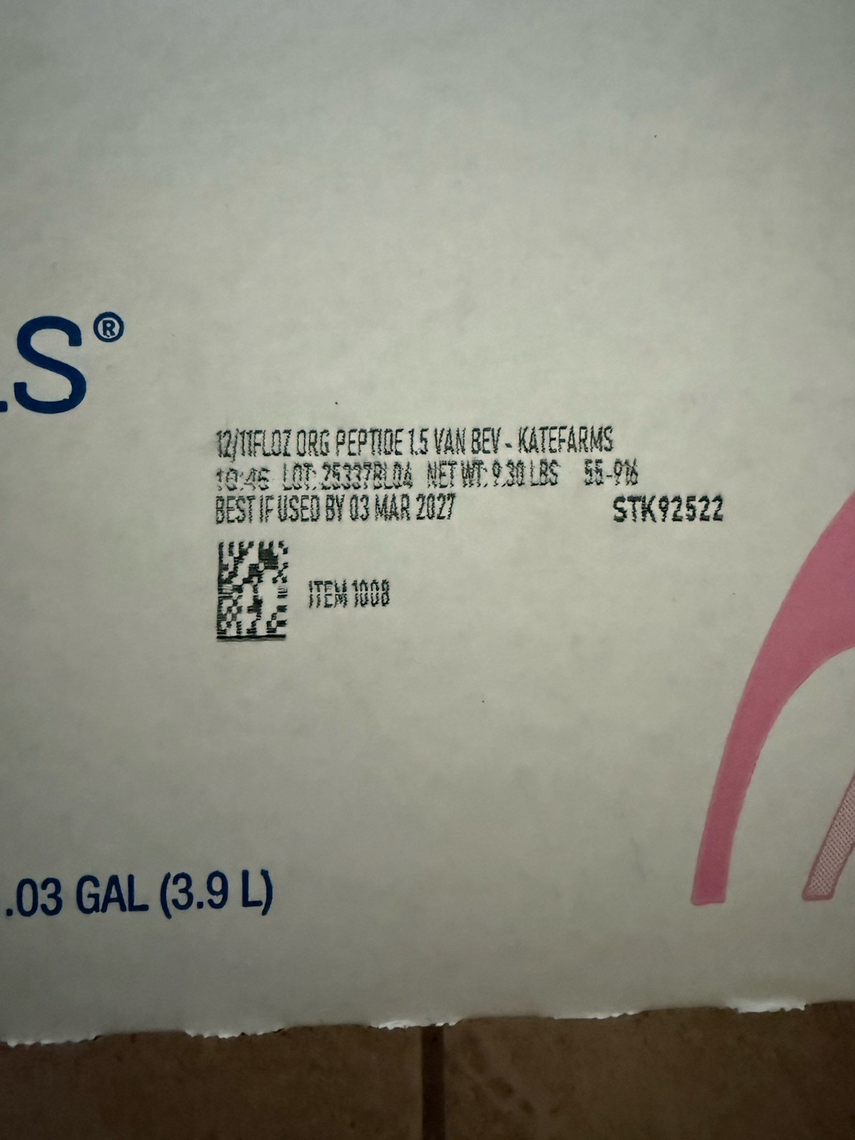 Open Case (11 Cartons Total) Kate Farms Peptide 1.5 Vanilla 11 oz BB 03/03/27