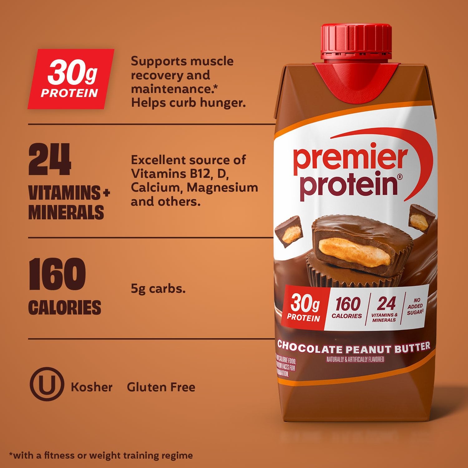 Premier Protein Shake, Chocolate Peanut Butter, 30g Protein, No Added Sugar, …