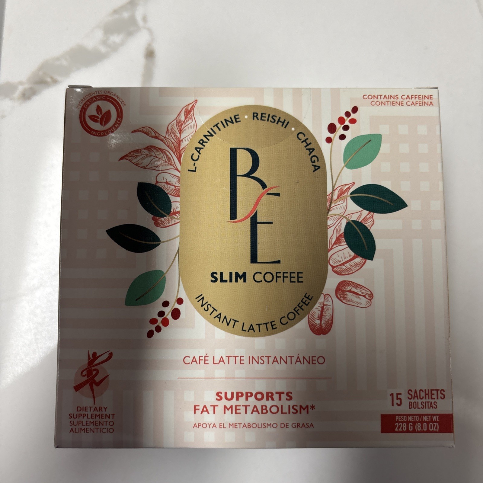 BE Slim Mushroom Instant Coffee – L-Carnitine, Reishi, Chaga 15 Servings EXP8/25