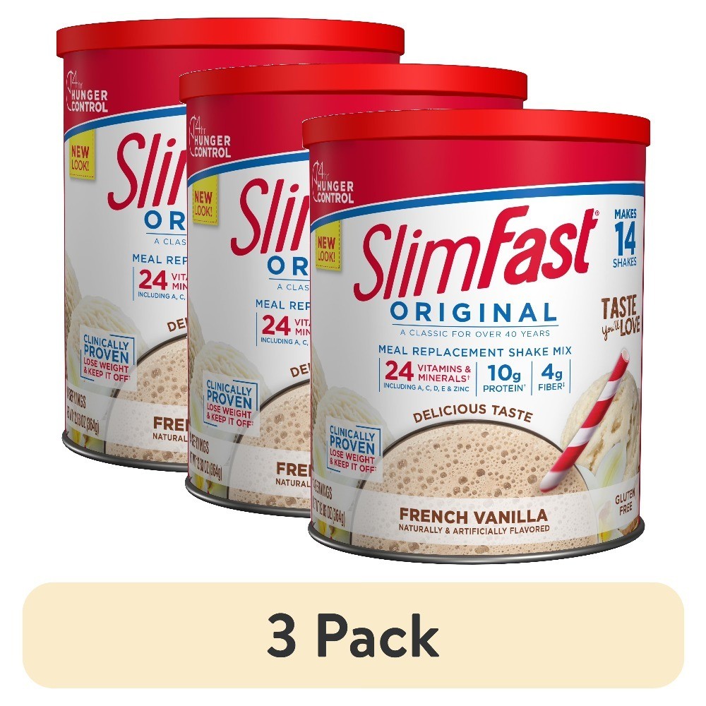 (3 pack) Original Meal Replacement Shake Powder, French Vanilla, 12.83 oz, 14