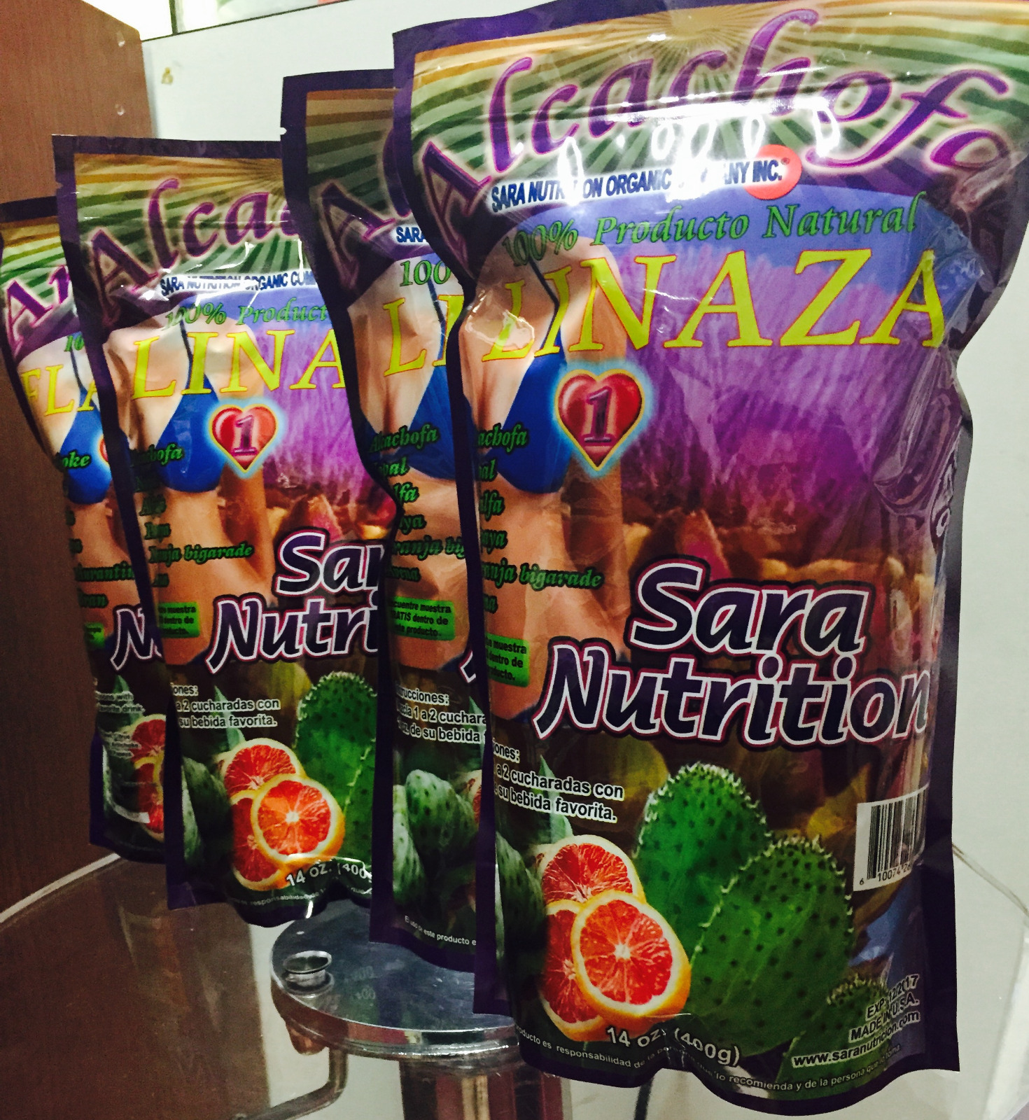 4 Pieza Pack New Alcachofa Linaza Flax Seed Sara Nutrition Colon Cleanse 14oz