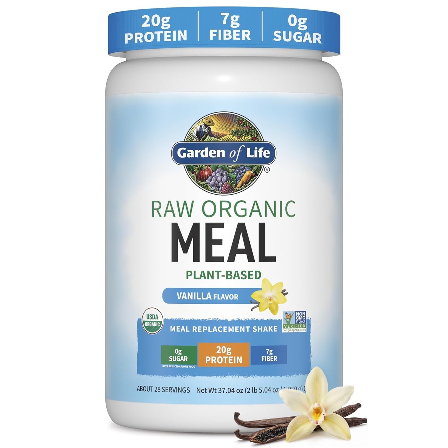 High-Protein Raw Organic Meal Replacement – 150 Cal, 28 Servings, Gluten-Free