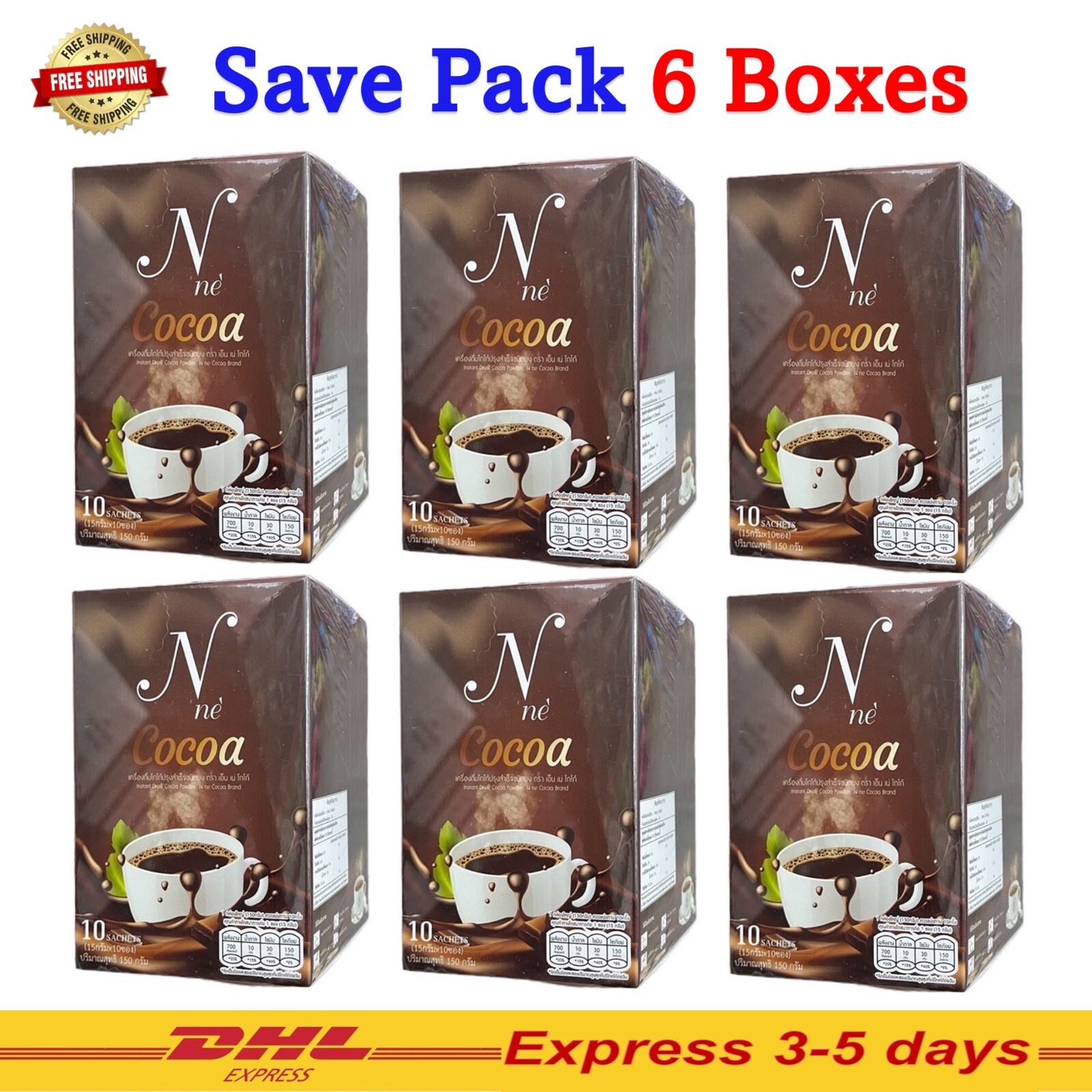 6x N Ne Cocoa Instant Drink Mix Slimming Weight Control Hunger Sugar-free