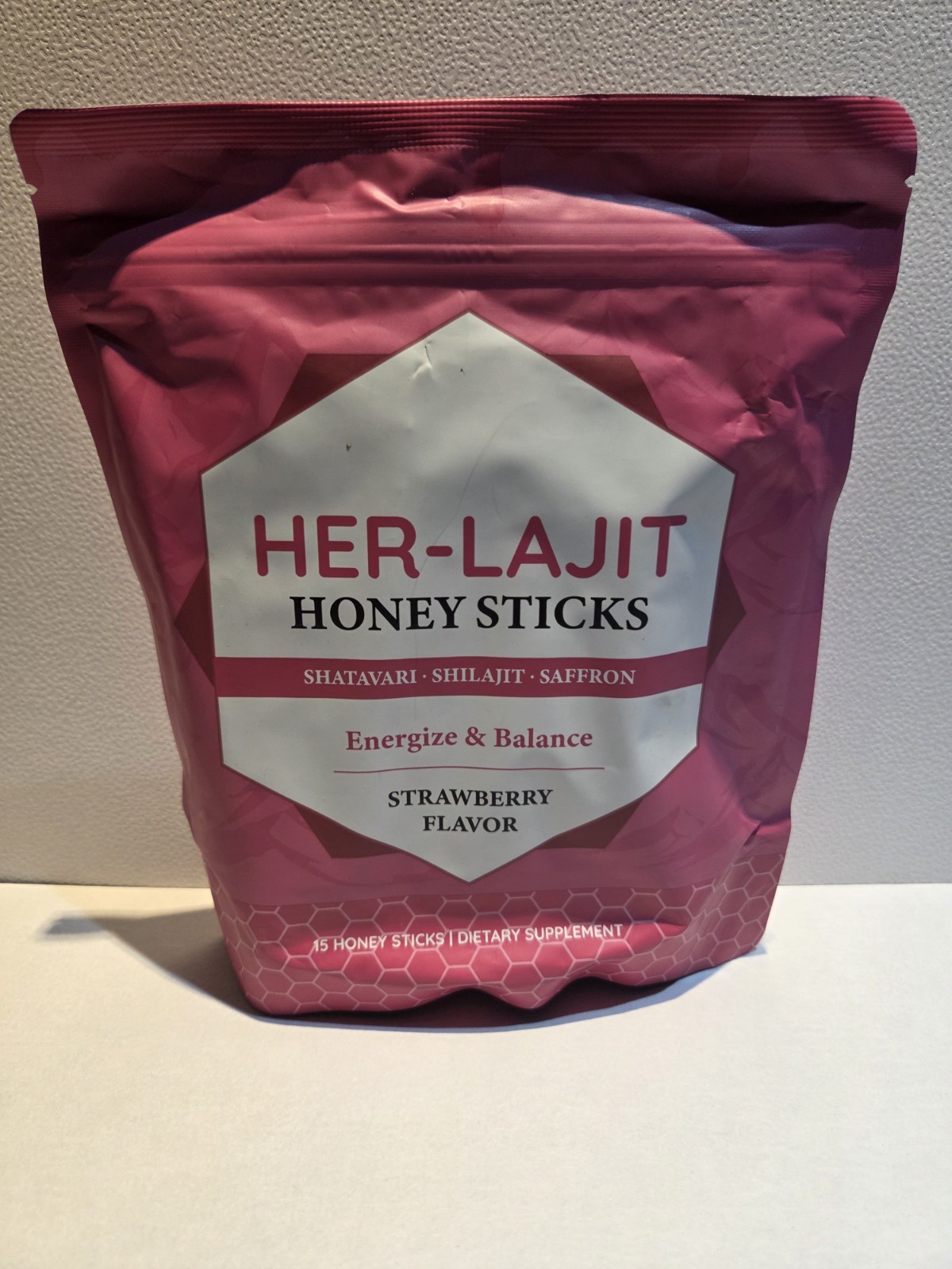 HER-LAJIT HONEY STICKS●Energize & Balance●STRAWBERRY FLAVOR●15 HONEY STICKS