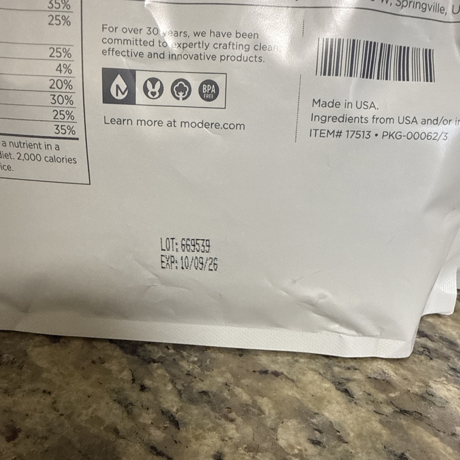 Modere Vanilla Meal Replacement Shake Vegetarian Gluten-Free Dairy-Free 2 BAGS
