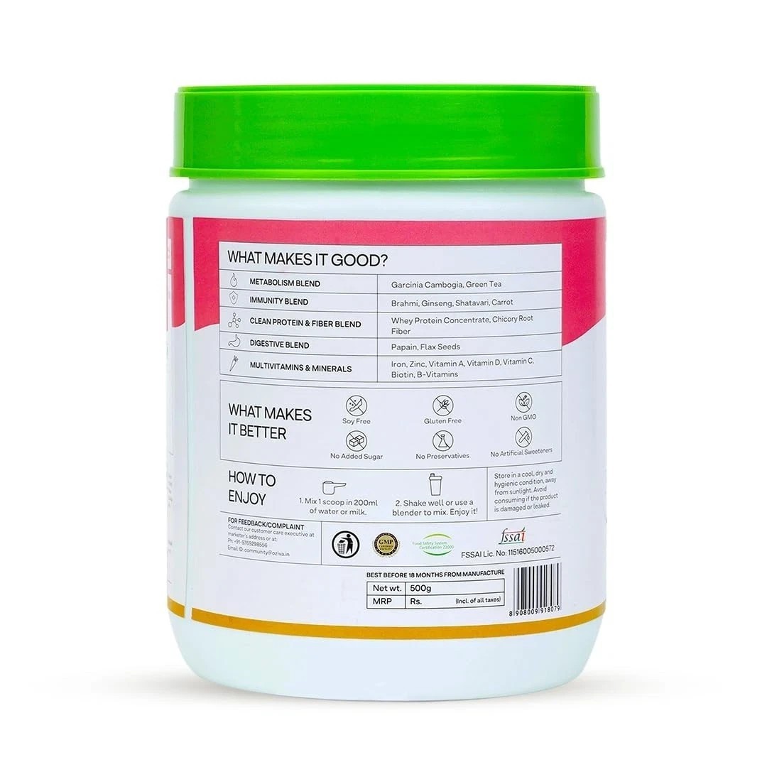 OZiva Nutritional Meal for Women | Meal Replacement Shake Chocolate (453gm)