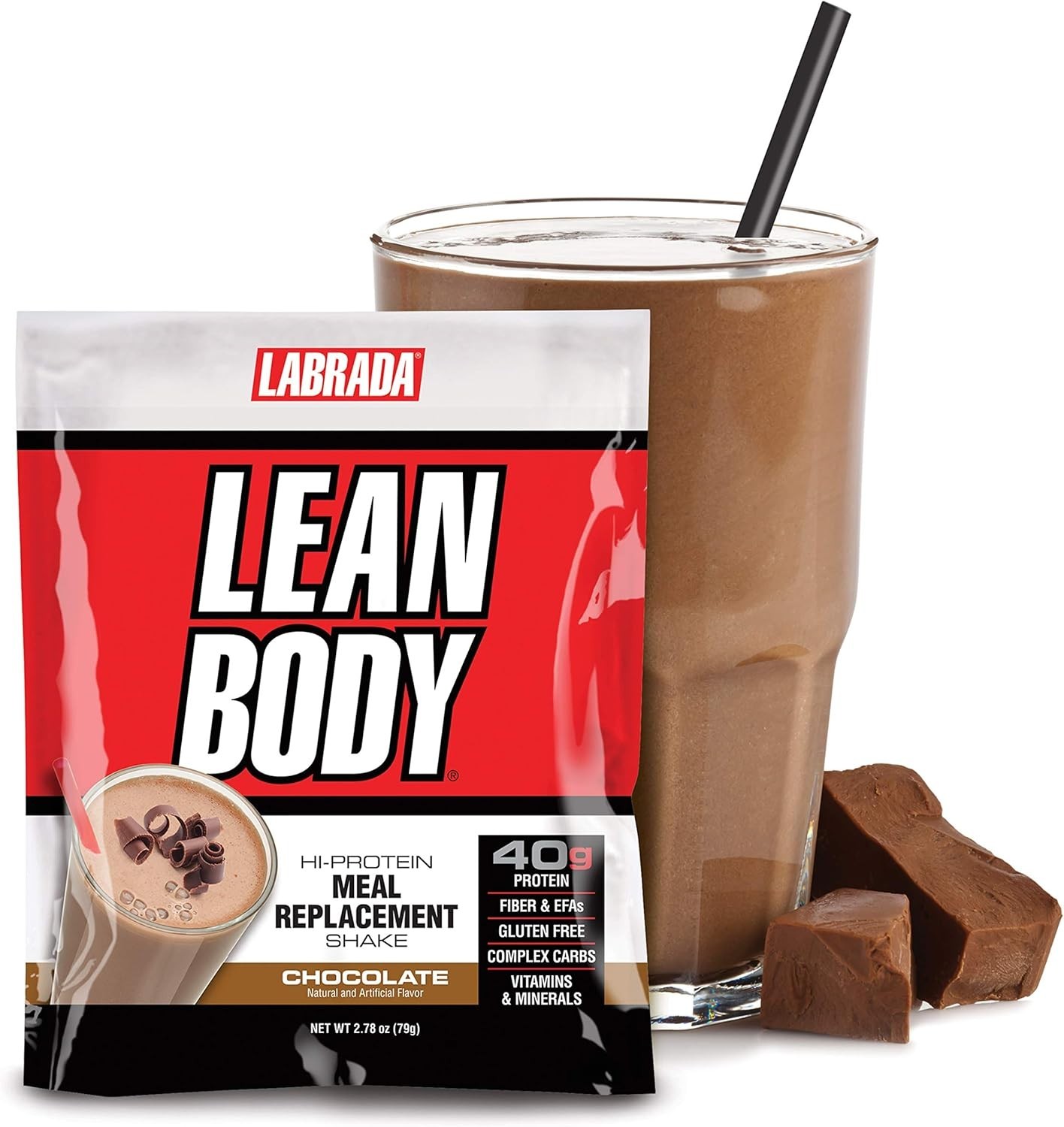 Lean Body Hi-Protein Meal Replacement Shake – Chocolate, 40g Protein, 20 Packets