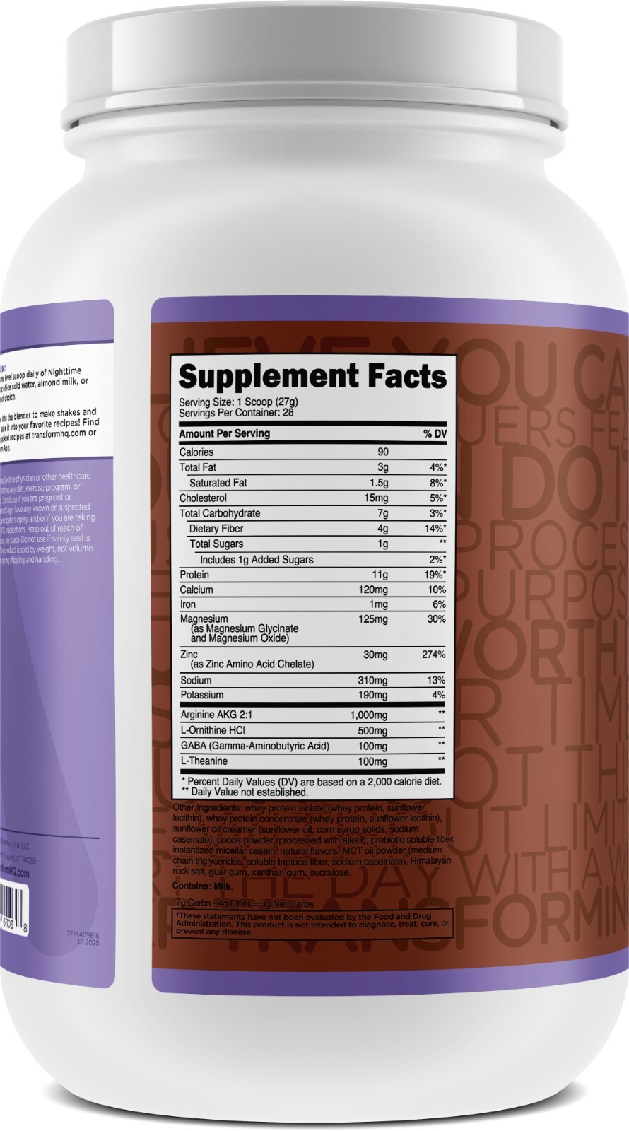 TransformHQ Nighttime Meal Replacement Shake, Chocolate Mousse Flavor, 1.4 LB