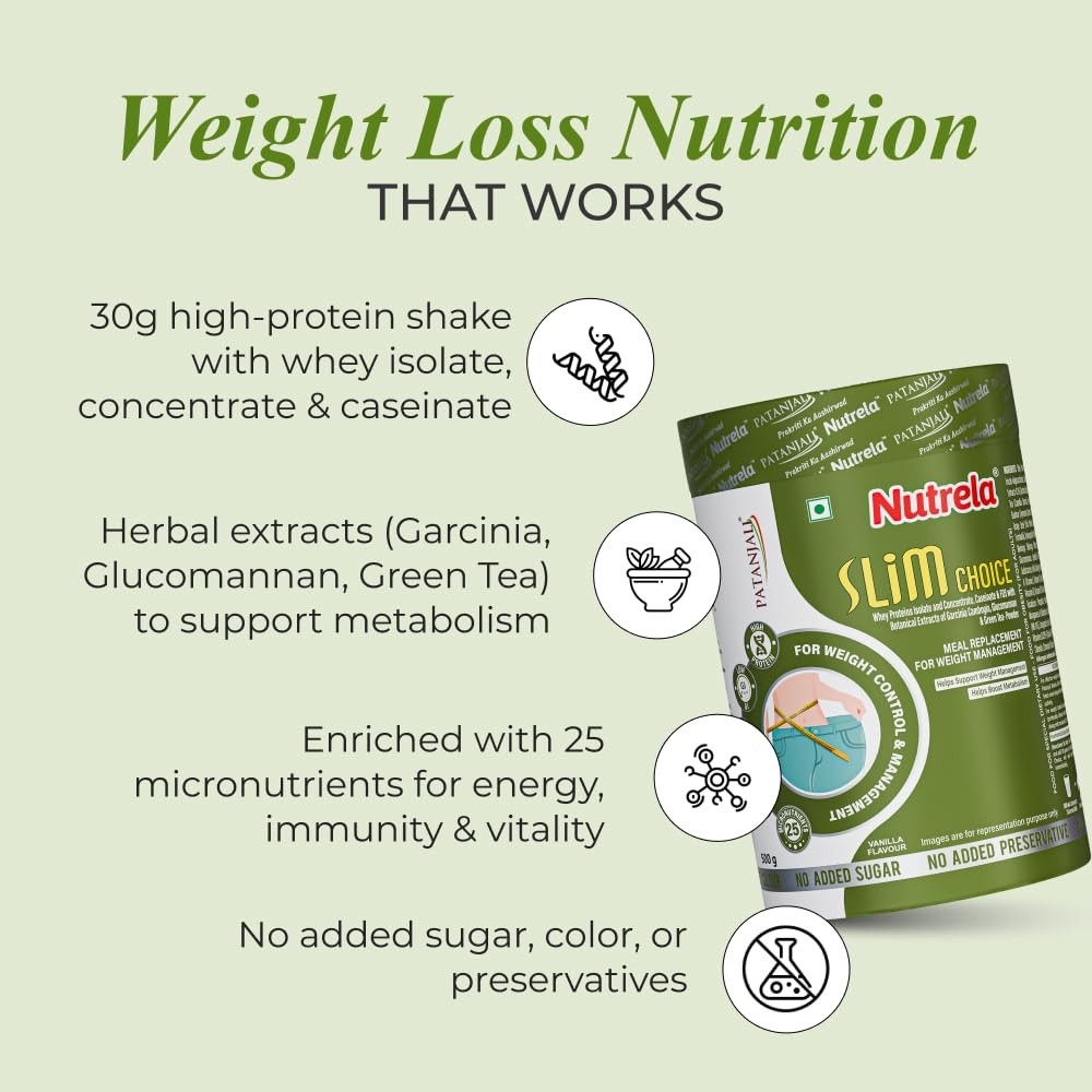 2 X 500 gm Nutrela Slim Choice Meal Replacement Protein Shake for Weight Loss