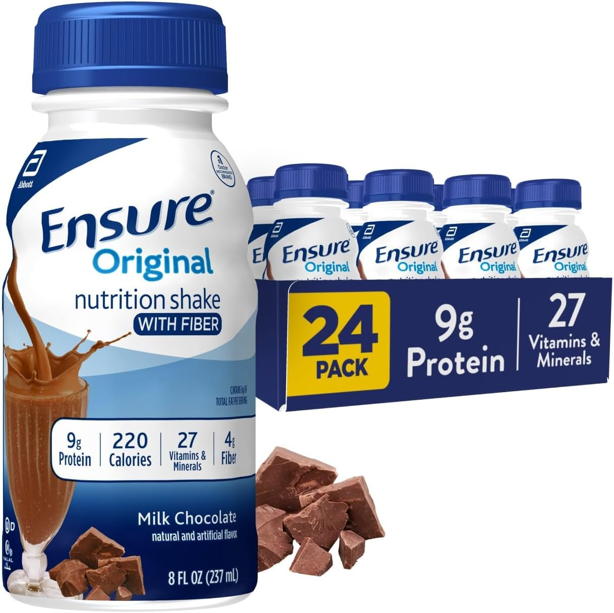 N-sure Original Milk Chocolate Shake with Fiber 9g Protein 8oz 24-Pack