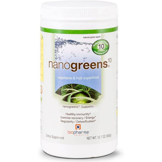 BioPharma Scientific NanoGreens10 Green Apple 360g Free Shipping
