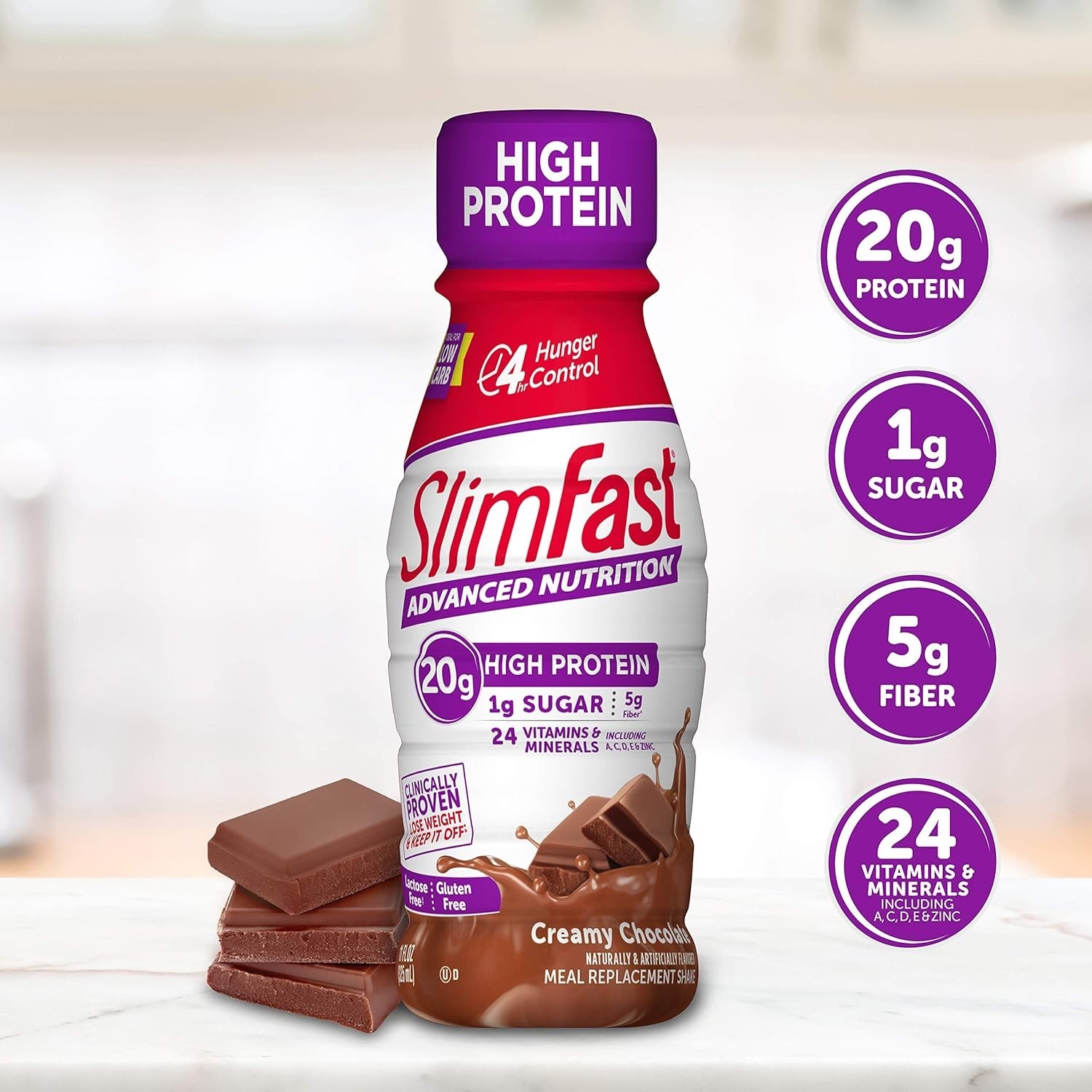 SlimFast High Protein Chocolate Shake 20g Protein 12 Pack BEST BY 07/16/2026