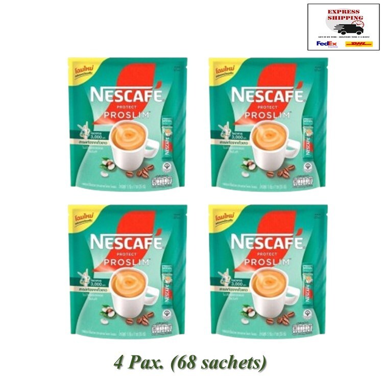 4 XNescafe Proslim Protect Instant Coffee 3in1 Stick Diet Slimming Fiber Low Fat