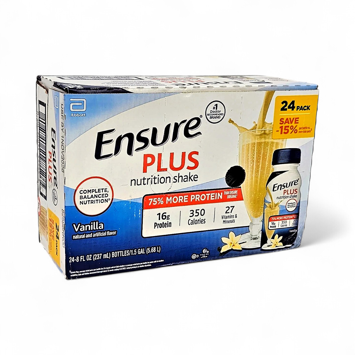 Ensure Plus Nutrition Shake, Small Meal Replacement, Vanilla 8 fl oz, 24-Pack