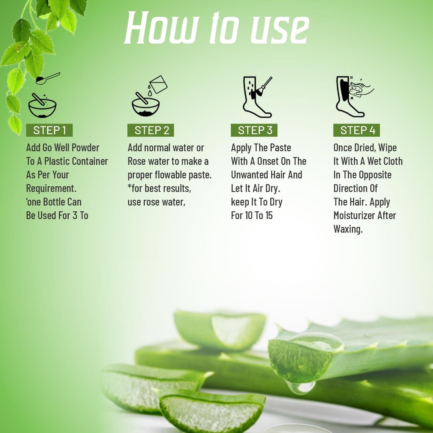Vloveu Wax Powder 120g Aloe Hair Removal Full Body