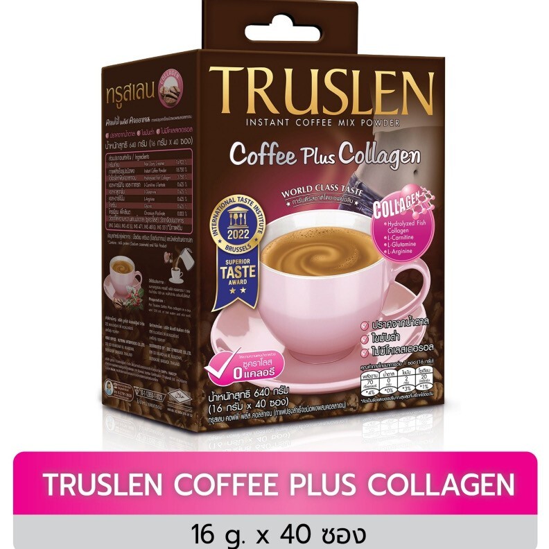 Truslen Coffee Plus Collagen Weight control No sugar Low fat Nourish skin 16g.