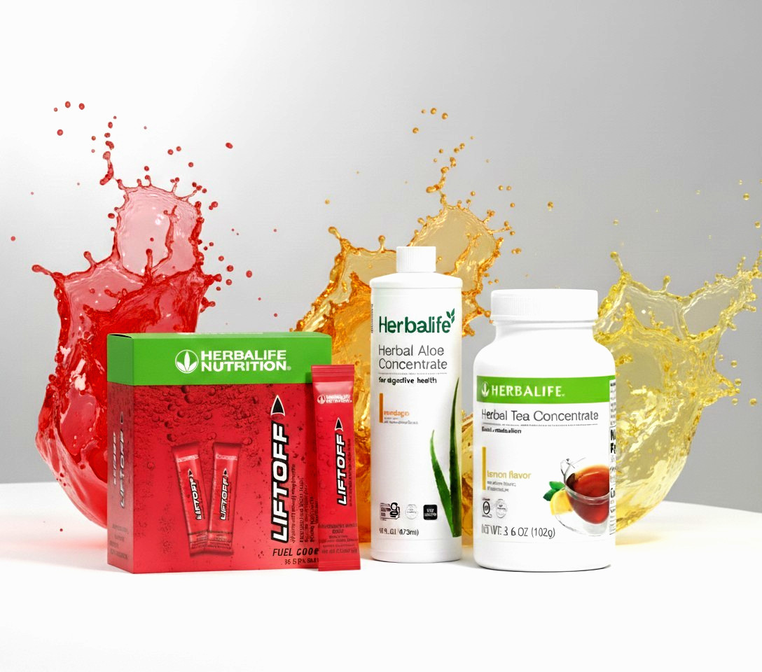 Herbalife Lemon Tea 3.6 oz +Mandarin Aloe Pint+30 Pomegranate LiftOff Sticks