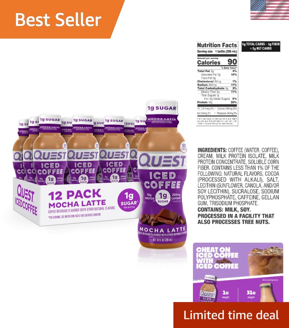 Satisfy Your Cravings: Quest Mocha Latte Iced Coffee – 12 Pack, Low Sugar