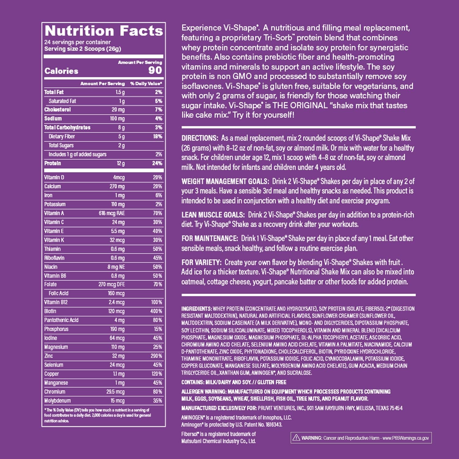 Vi Shape Original Nutritional Shake Mix Sweet Cream Flavor | 22oz 1 Bag, 24 S…