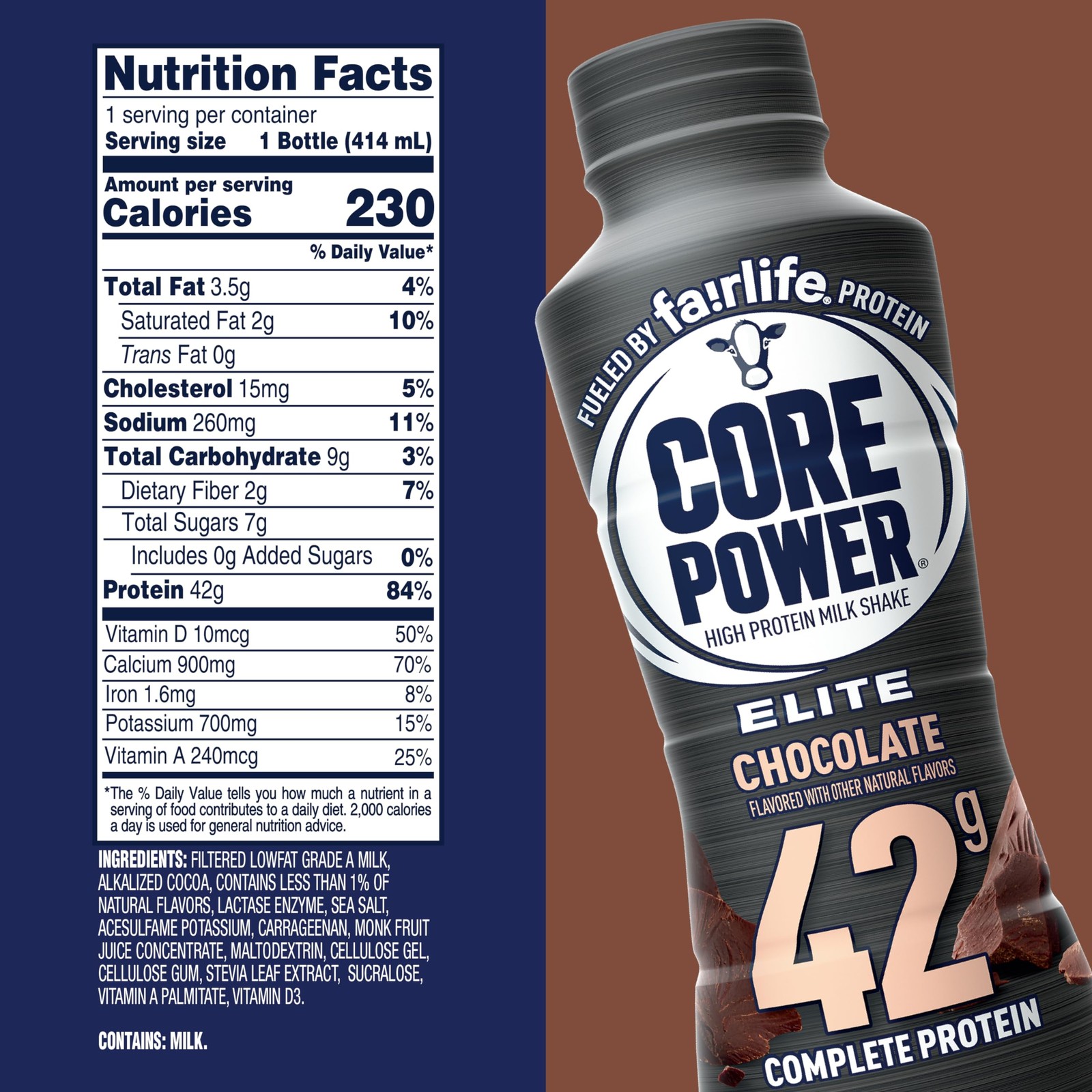 Core Power Elite High Protein Shake Chocolate 42G Bottle 14Oz 12 Pack