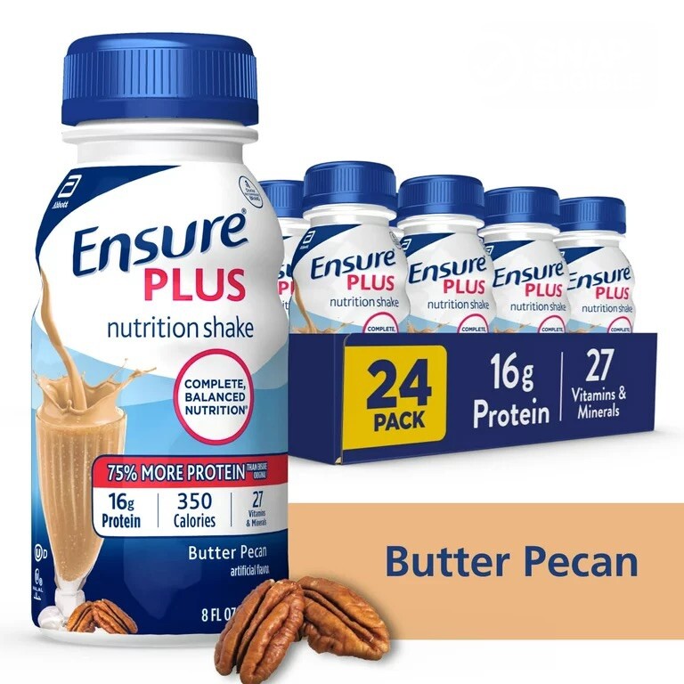 :.Ensure Plus Nutrition Shake, Butter Pecan 🍨 8 fl OZ – 24 Count.: