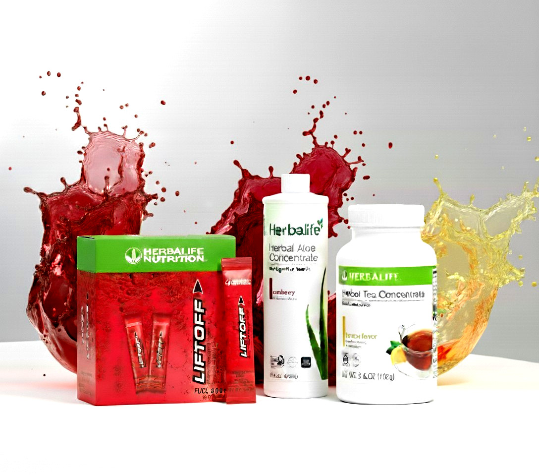 Herbalife Lemon Tea 3.6 oz +Cranberry Aloe Pint+30 Pomegranate LiftOff Sticks
