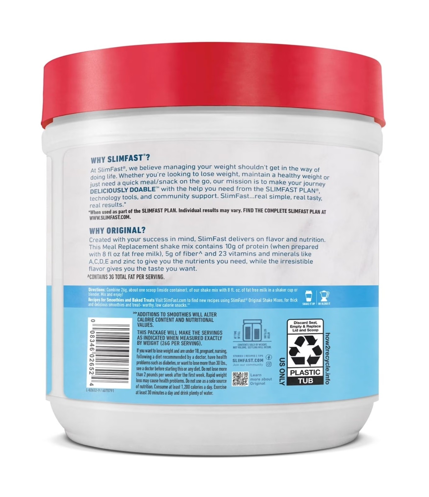 SlimFast Meal Replacement Shake Powder, French Vanilla, 12.83 oz, 14 Serv, Gift