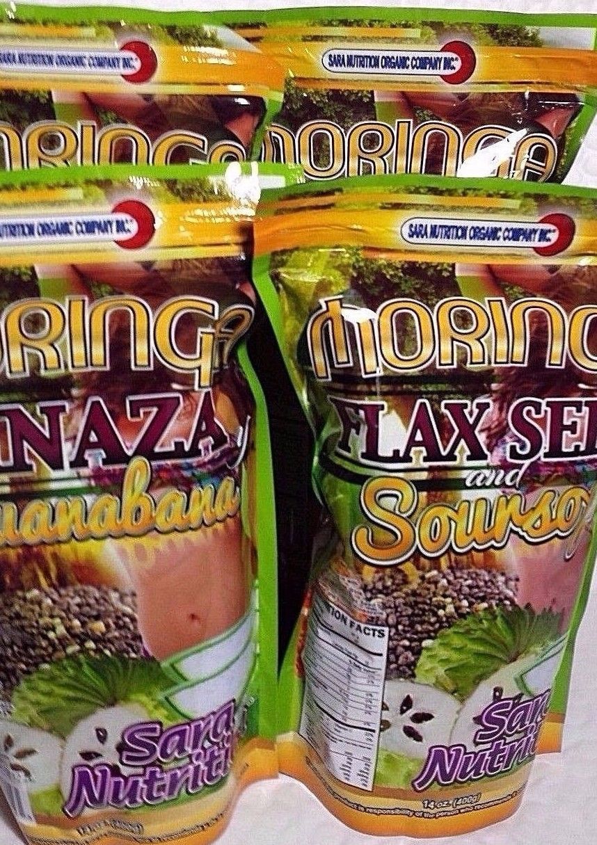 4 PCS SARA NUTRITION Moringa Linaza & Guanabana FLAX SEED SOURSOP NUTRICION