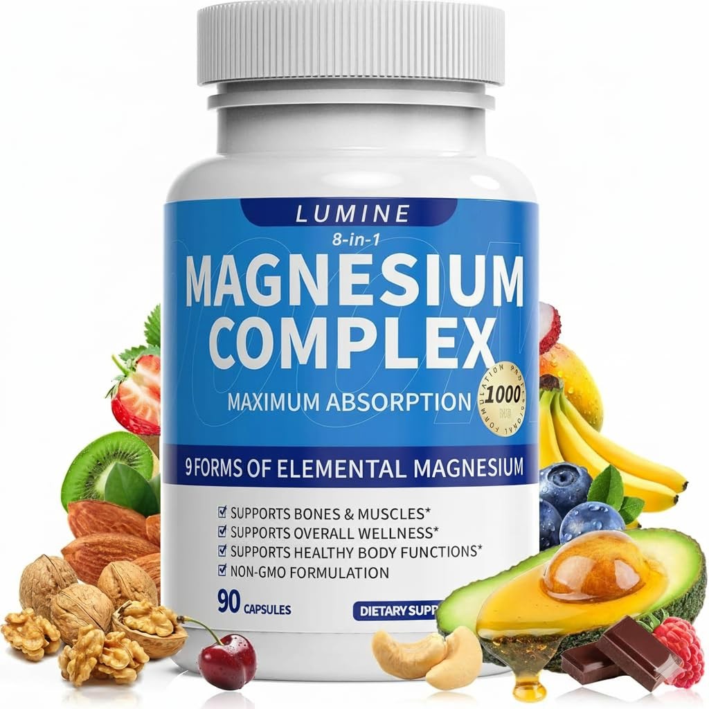 Lumine Magnesium Complex Supplement – Advanced 8-in-1 Elemental 1000mg-…
