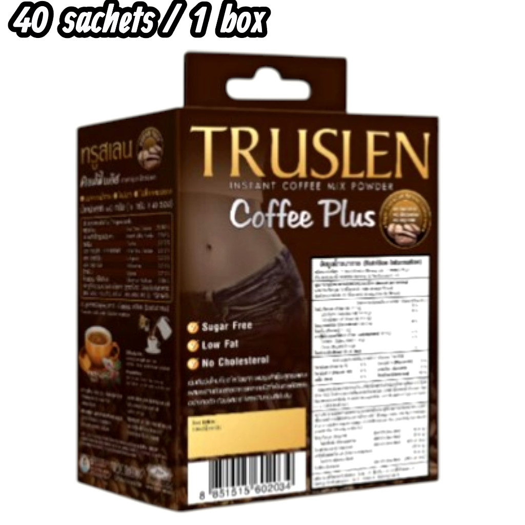Truslen Coffee Plus Instant Coffee Mix Sugar Free Diet Coffee 80 Sachets (2 Box)