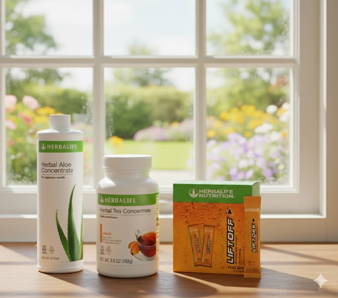 Herbalife Peach Tea 3.6 oz+Original Aloe Pint+30 Ignite-Me Orange Liftoff Stks