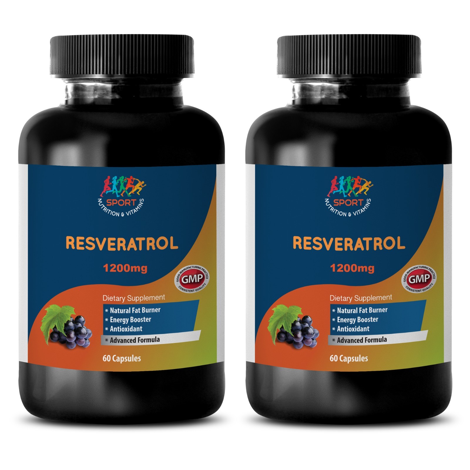 Fight Fatigue – Resveratrol Supreme 1200 – Antioxidant – Weight Loss – 2 Bottles
