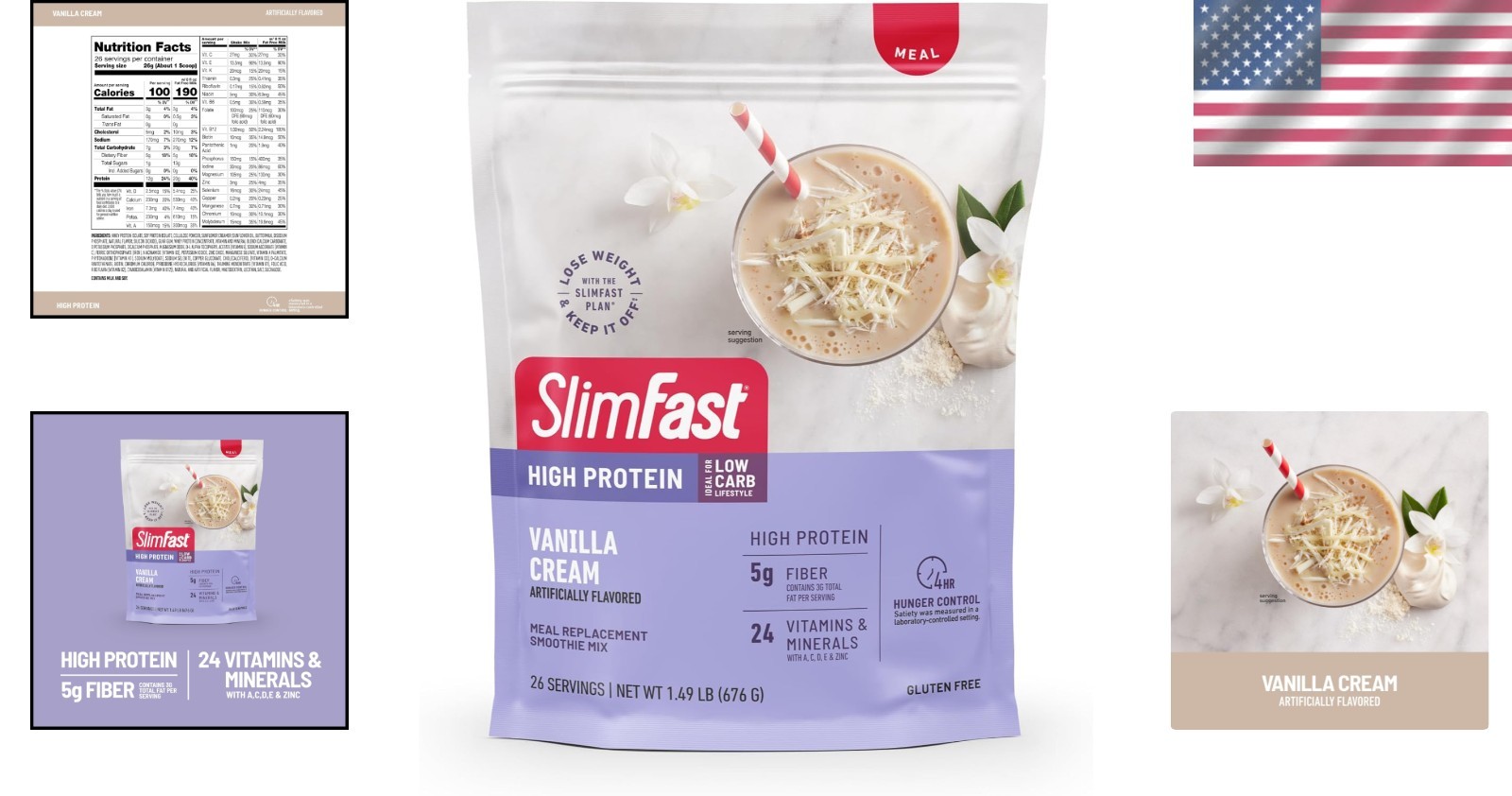 High Protein Meal Replacement Smoothie Mix, 26 Servings, Vanilla Cream Flavor