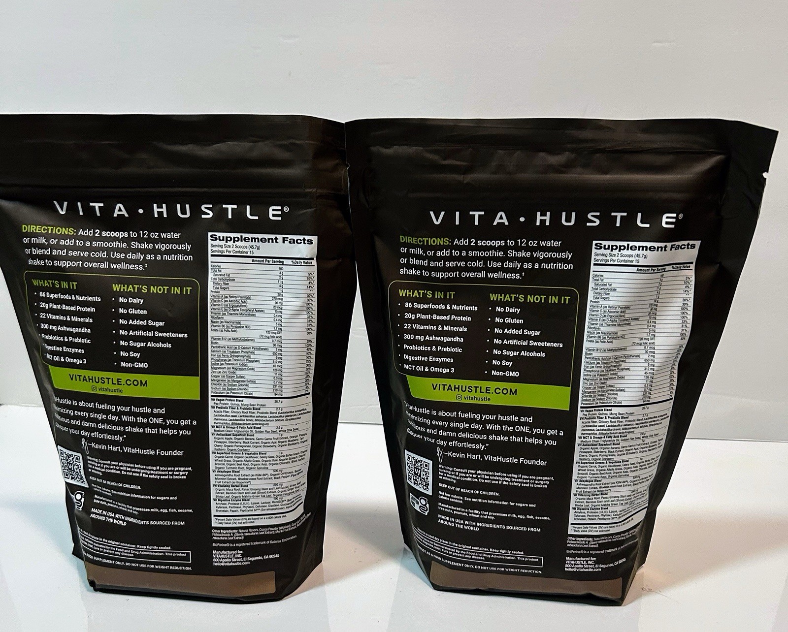 VitaHustle All-in-One Nutrition Shake, Chocolate (2 Pack) – Plant Based Protein
