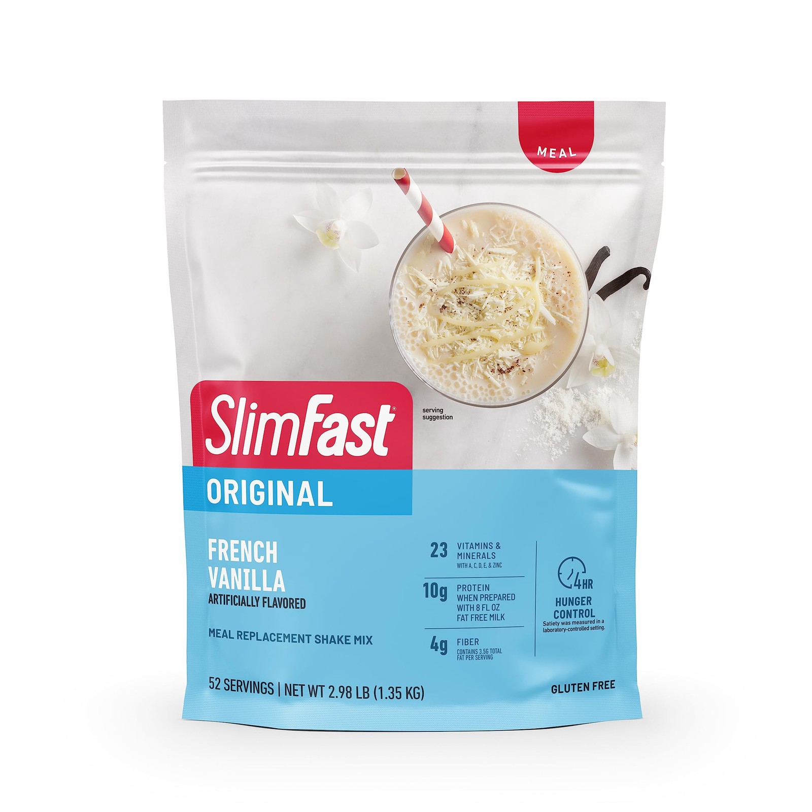 Meal Replacement Powder, French Vanilla Shake Mix, 10g Protein, 52 Servings