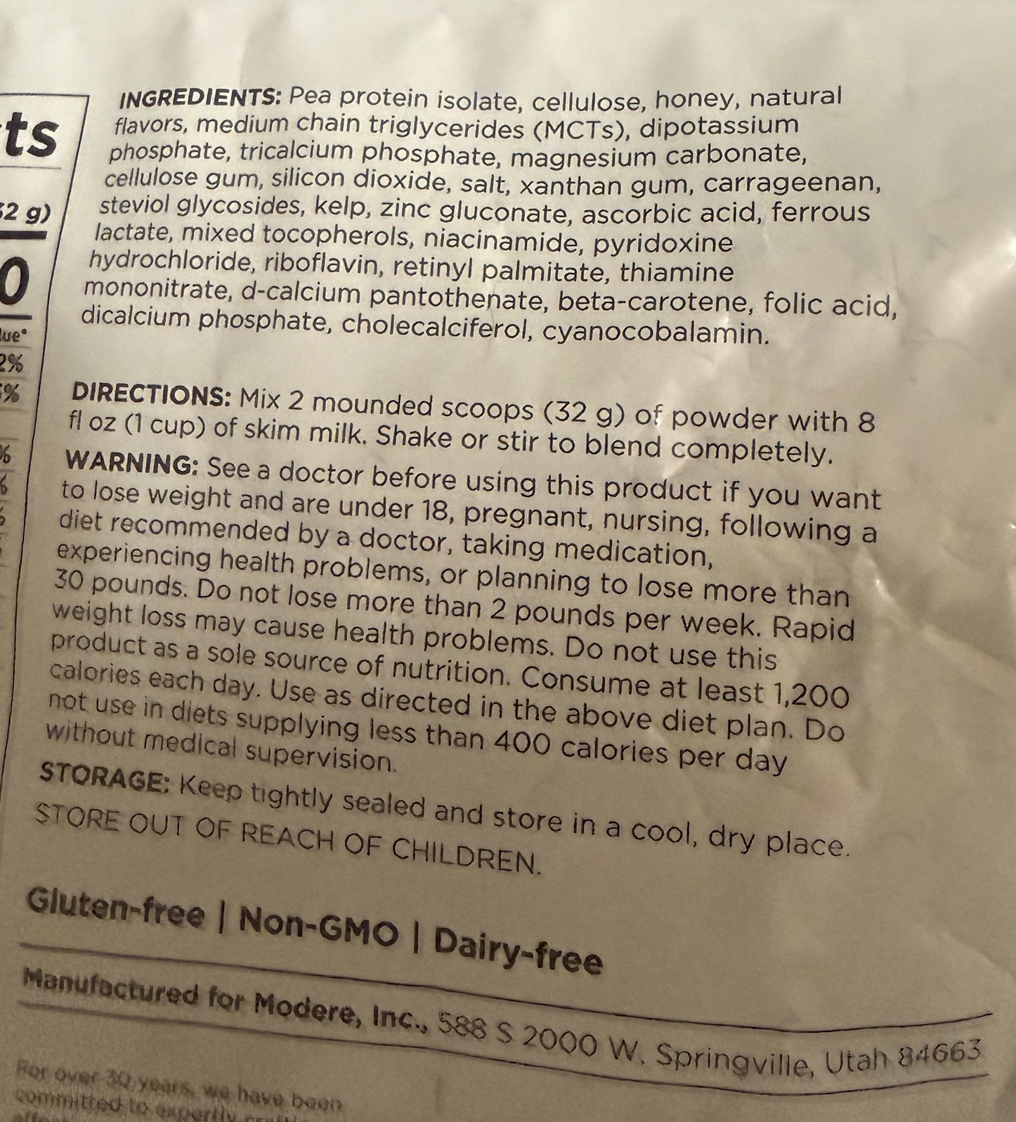 Modere Vanilla Meal Replacement Shake 16.9oz (1.1lb) Vegan Non-GMO Exp: 10/26
