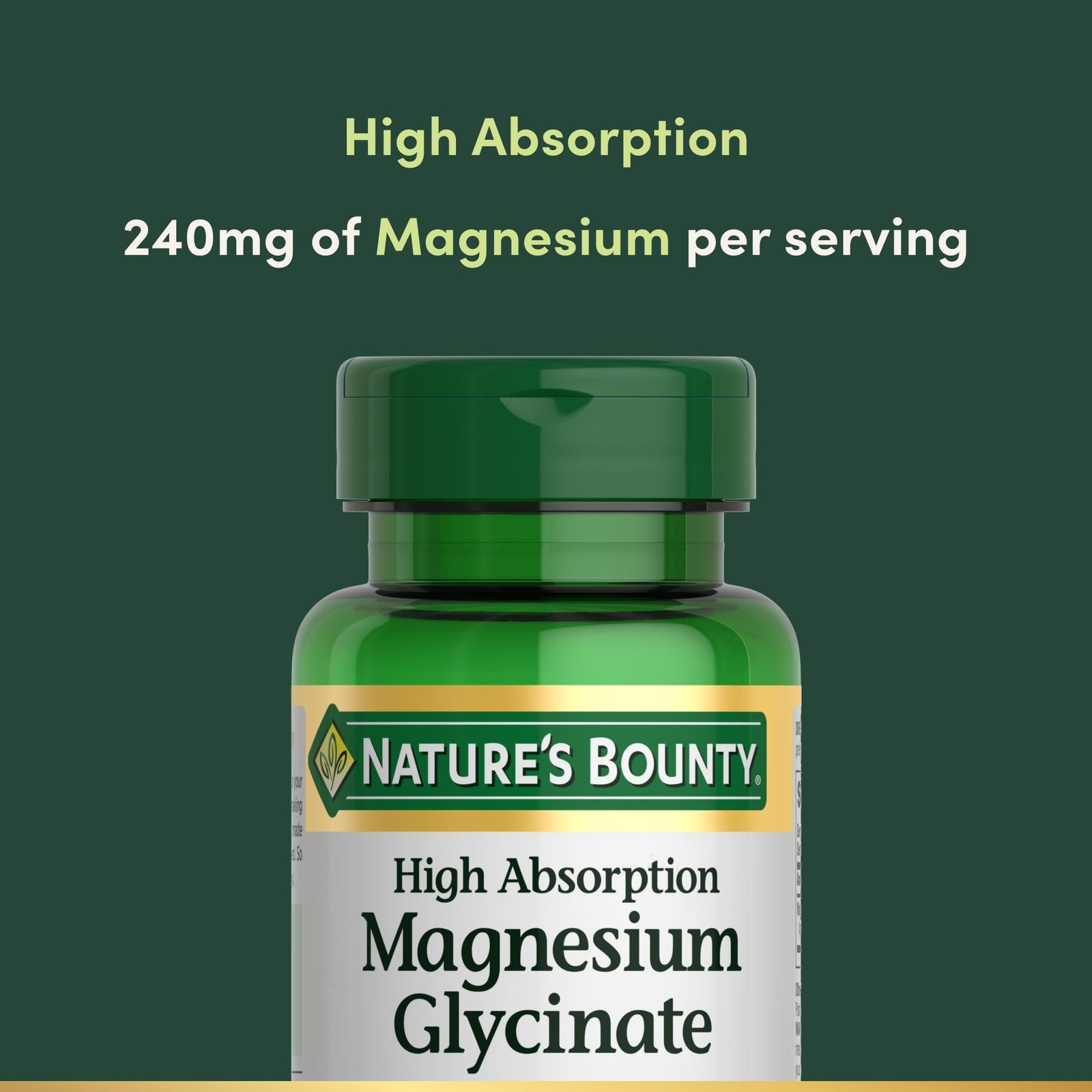 Nature’s Bounty High Absorption Magnesium Glycinate 240 120 Count (Pack of 1)