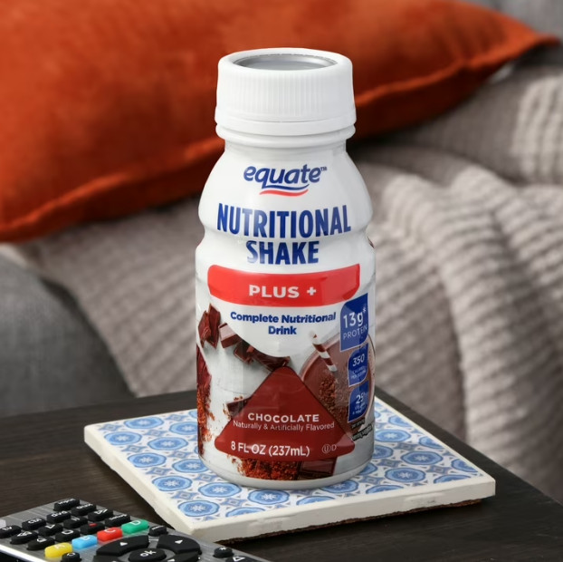 Equate Nutritional Shake Plus, Rich Chocolate Flavor, 8 fl oz Bottles, Pack of 6