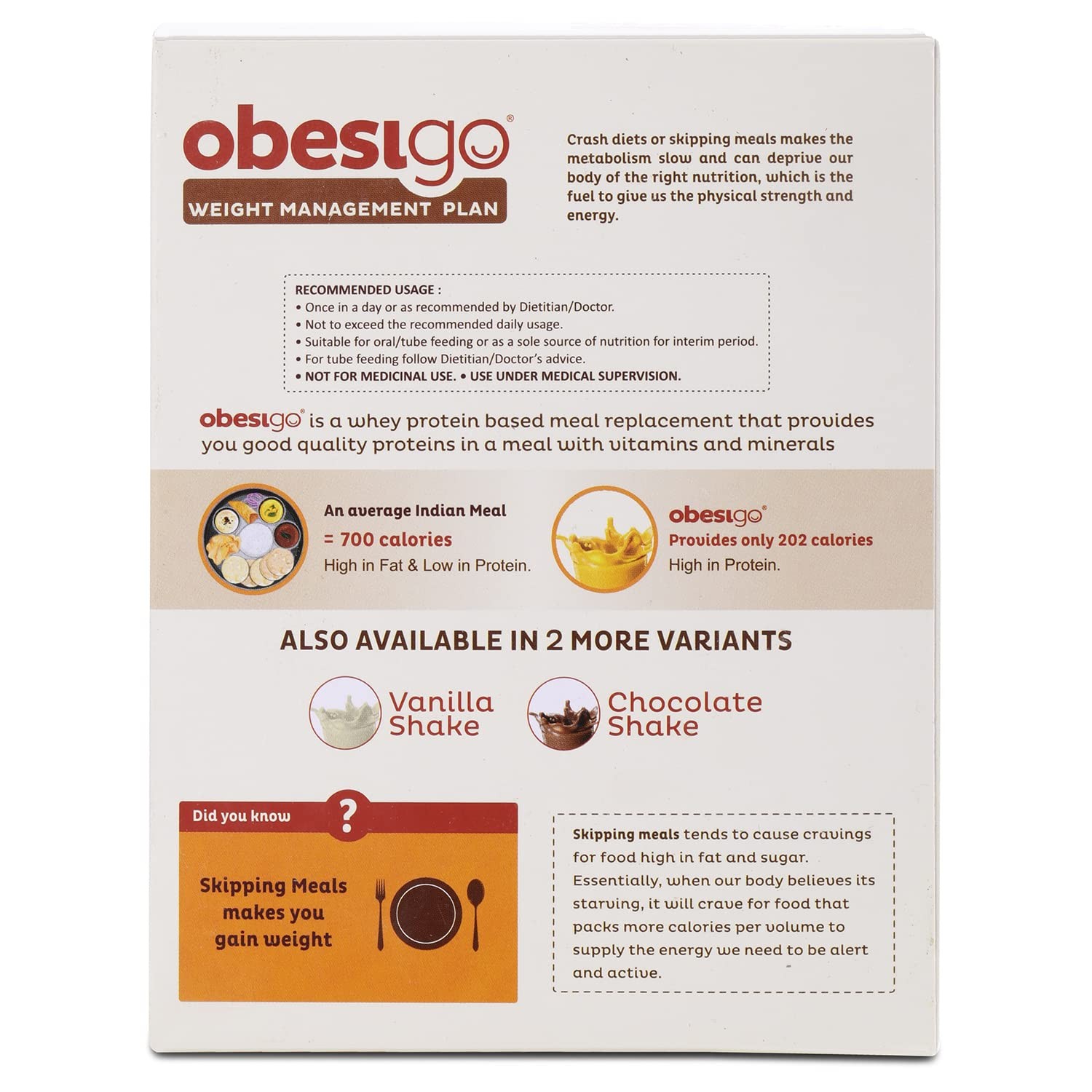 Obesigo BLCD – Meal Replacement Weight Loss & Weight Management (7 Sachets*50g)